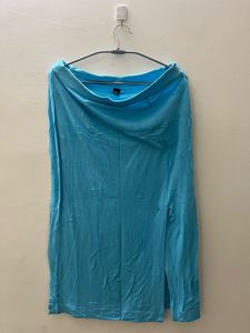 Blue Maxi Skirt with Slit