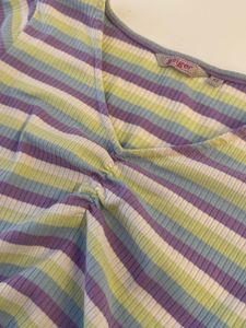 Striped Ruched V-Neck Crop Top