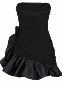 Elegant Black Strapless Ruched Dress