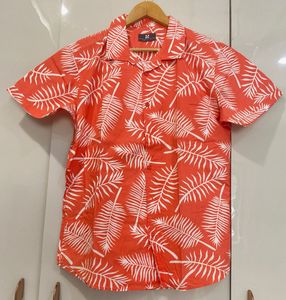 Men's Tropical Leaf Print Short Sleeve Shirt