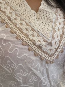 Embroidered V-Neck Kurta Top