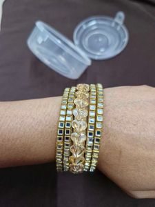 Beautiful Golden Bangles with Heart Detailing- new