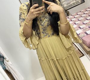 Elegant golden touch Embroidered Gown