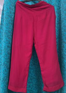 Women's Magenta Cropped Pants with dupatta