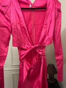 Vibrant Pink Satin Party Dress