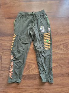 Stylish Green Joggers with Orange Accents