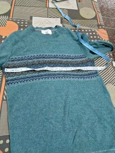 Cozy Teal Fair Isle Knit Sweater