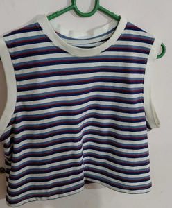 Striped Cropped Sleeveless Top