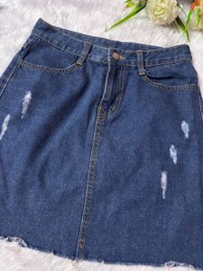 Trendy Distressed Denim Mini Skirt