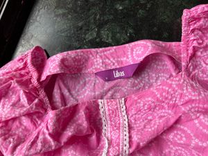 Bright Pink Bandhani Print Kurta
