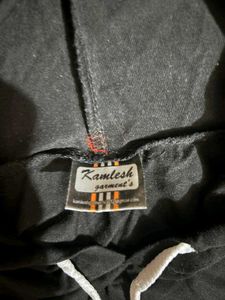 Black Hoodie with White Drawstrings