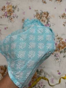 Blue Printed Cotton Kurta