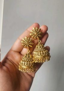 Gold Tone Jhumka Earrings