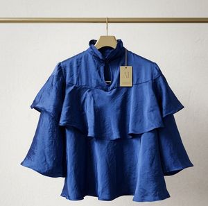 💙 GORGEOUS ROYAL BLUE SATIN RUFFLE TOP 💙