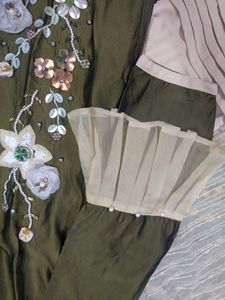 Olive Green Embroidered Kurta Set
