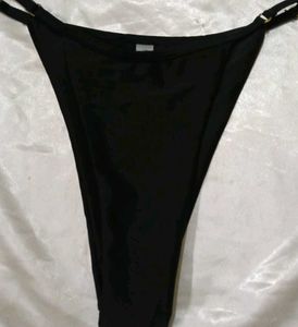 Black Bikini Bottom with Gold Accents