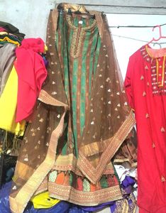 Elegant Brown & Green Kurta Set