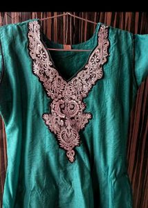 Teal Embroidered Anarkali Suit