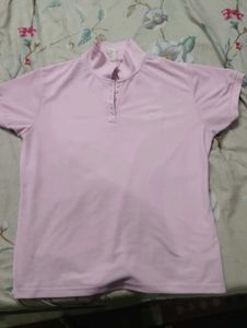 Pink Polo Neck T-Shirt