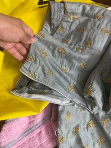Embroidered Silk Blend Blouse with lehenga