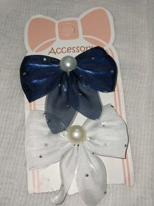 Pearl Bow Hair Clips - Set of 2