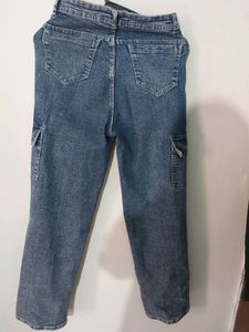 Blue Wash Cargo Jeans