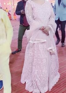 Elegant Pink Embroidered indo western gown