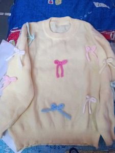 Cute Bow Detail Knit Sweater