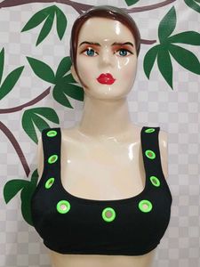 (400)Black Ribbed Crop Top