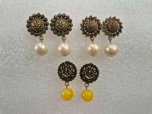 Antique Gold Tone Jhumka Earrings - Unused