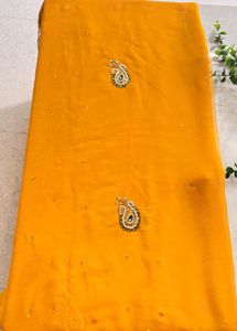 Vibrant Yellow Embroidered Saree