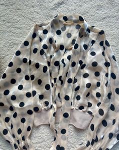 Sheer Polka Dot Tie Neck Crop Top