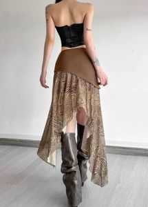 Boho Animal Print Asymmetrical Skirt