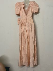 Pintresty Elegant Pink Puff Sleeve Bow Dress