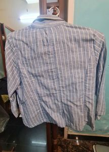 Striped blue cotton blazer