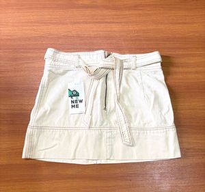 Cream Cargo Mini Skirt with Belt
