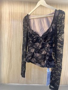 Black Lace Sweetheart Neck Crop Top