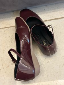 Elegant Burgundy Patent Mary Jane Flats for Women