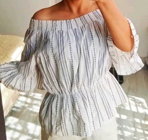 Striped Boho Peplum Top