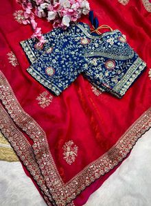 Stunning Blue Embroidered Saree