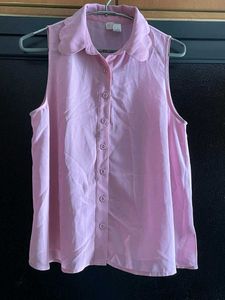 🌸 Pretty Pink Sleeveless Shirt – Chic &amp; Elegant L