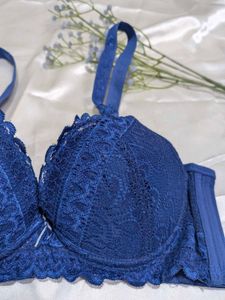 Elegant Navy Lace Bra