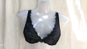 Lace Trimmed Black Bra