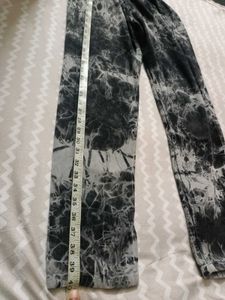 Trendy Grey Tie-Dye Mom Fit Jeans