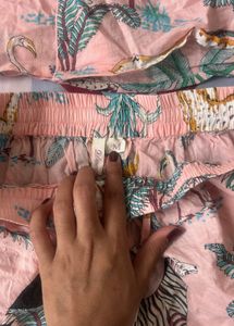 Pink Tropical Print Pajama Set