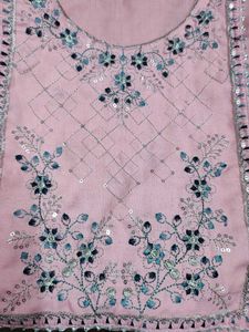 Pink Kurta Set With Grey Pant
