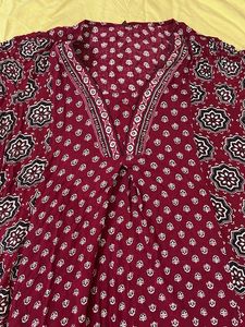 Maroon Printed Kurta 3xl