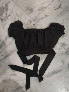 Black Tie Up Crop Top