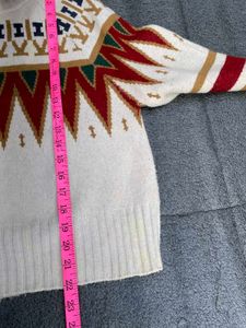Patterned Knit Pullover Sweater