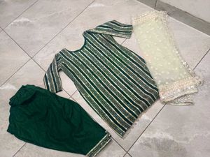 Green party wear Kurta Set with Dupatta